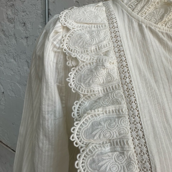 Sézane Chemise Marianella Scalloped White Victorian Blouse SIZE 4 - Picture 8 of 13